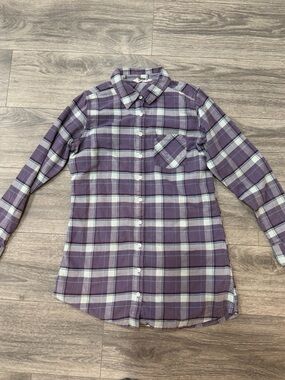 Mountain Khakis Purple Plaid Button-Down Womens Medium Shirt classic fit